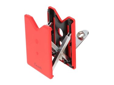 Caseti Zigarrenbohrer mit Ablage Edelstahl Rot-Chrom