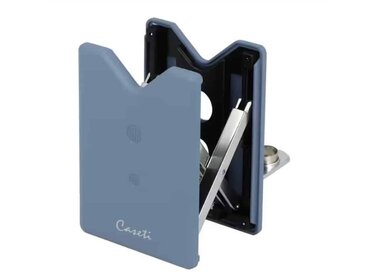 Caseti Zigarrenbohrer mit Ablage Edelstahl Graublau-Chrom