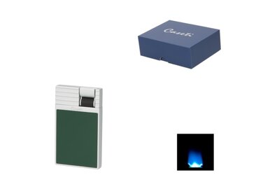 Caseti Feuerzeug Flat Flame Jet Chrom-Grün