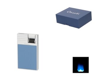 Caseti Feuerzeug Flat Flame Jet Chrom-Graublau
