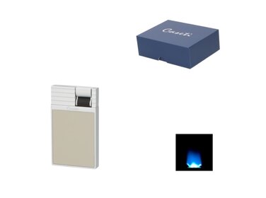Caseti Feuerzeug Flat Flame Jet Chrom-Graubeige