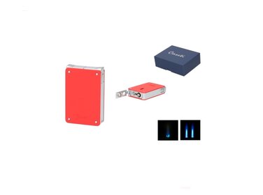 Caseti Feuerzeug Doppeljet und Softflamme Rot-Chrom mit Bohrer