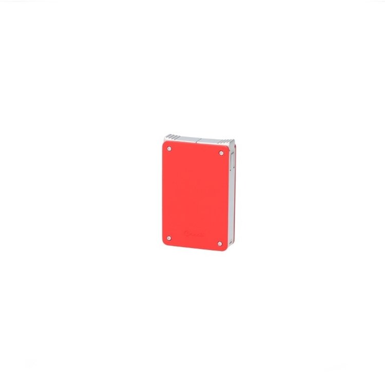 Caseti Zigarrenfeuerzeug Doppeljet und Softflamme Rot-Chrom mit 8-mm-Bohrer