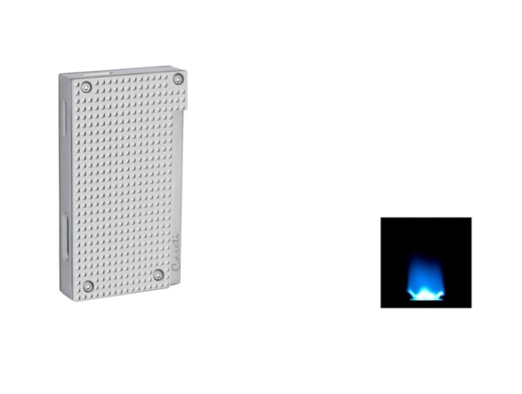 Caseti Zigarrenfeuerzeug Flat Flame mit Diamantmuster Chrom und breiter Jetflamme