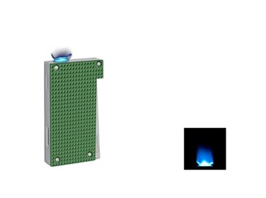 Caseti Feuerzeug Flat Flame Jet Diamantmuster Grün-Chrom