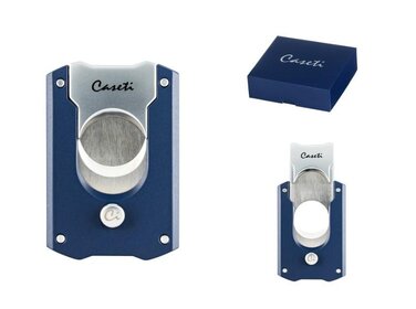 Caseti Zigarrenschneider Doppelklinge Edelstahl Mattblau-Chrom 21 mm