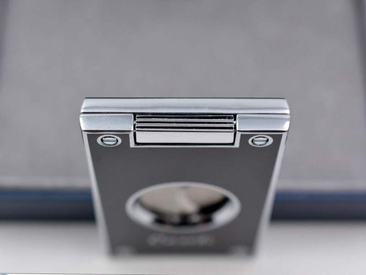 Caseti Zigarrencutter Doppelklinge aus Edelstahl mit schwarzem Lack und poliertem Stahl