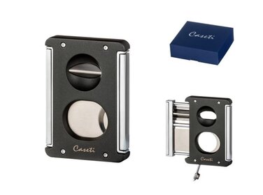 Caseti Zigarrenschneider Doppelklinge mit Bohrer Schwarz-Chrom 25,4 mm