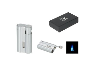 Winjet Feuerzeug 3-fach Jet Silber mit Bohrer 10 mm