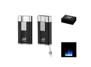 Winjet Feuerzeug Wide Flat Flachflamme Schwarz Silber mit Bohrer 6 mm
