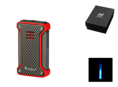 Winjet Feuerzeug 1-fach Jet Rot Carbon-Optik