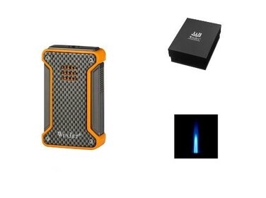 Winjet Feuerzeug 1-fach Jet Carbon-Optik Orange