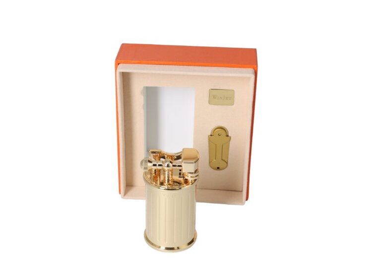 Winjet Zigarren-Tischfeuerzeug Gold mit Reibradzündung und Jetflamme, 9 cm hoch
