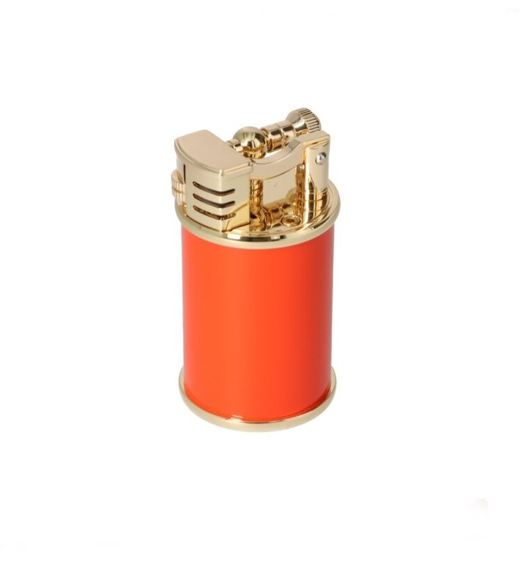 Winjet Zigarren-Tischfeuerzeug Orange Gold mit Reibradzündung und Jetflamme, 9 cm hoch