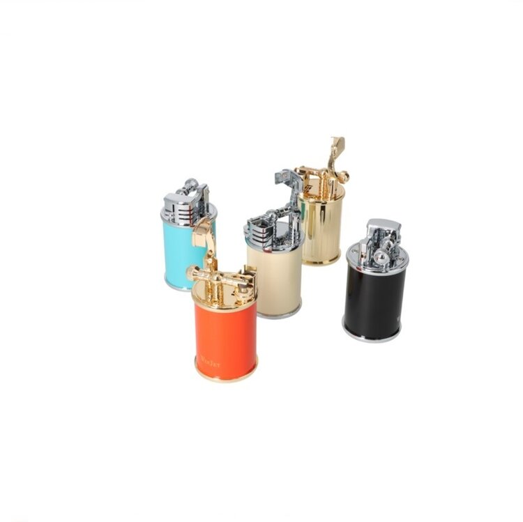 Winjet Zigarren-Tischfeuerzeug Orange Gold mit Reibradzündung und Jetflamme, 9 cm hoch