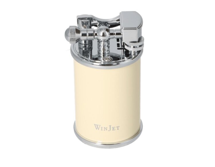Winjet Zigarren-Tischfeuerzeug Creme Silber mit Reibradzündung und Jetflamme, 9 cm hoch