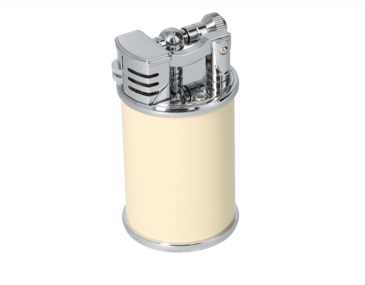 Winjet Zigarren-Tischfeuerzeug Creme Silber mit Reibradzündung und Jetflamme, 9 cm hoch