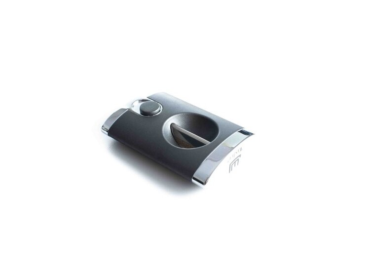 Winjet Zigarrenschneider V-Cut Grau und Chrom mit Druckknopf und Federmechanik in Geschenkbox