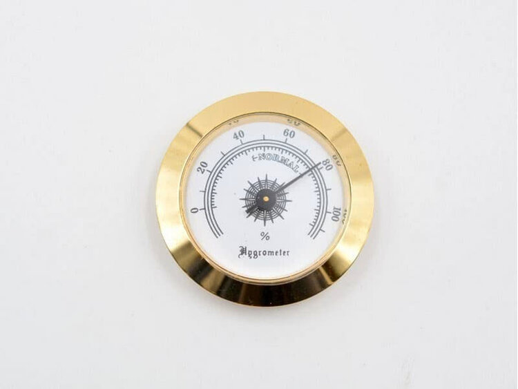 Angelo Humidor-Einbauhygrometer Haarhygrometer Gold 50 mm mit selbstklebender Rückseite