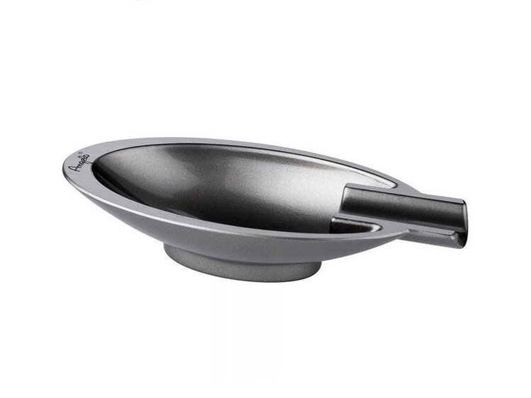 Angelo Zigarrenaschenbecher Metall oval Grau mit Zigarrenablage für 1 Zigarre