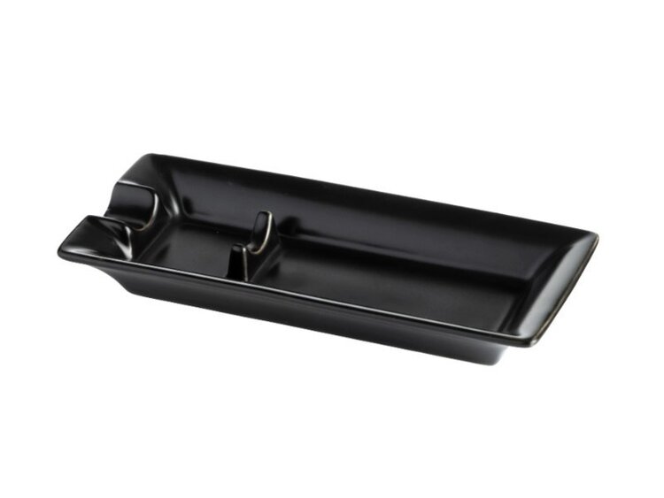 Angelo Zigarrenaschenbecher Keramik Schwarz schlicht mit Ablage für 1 Zigarre