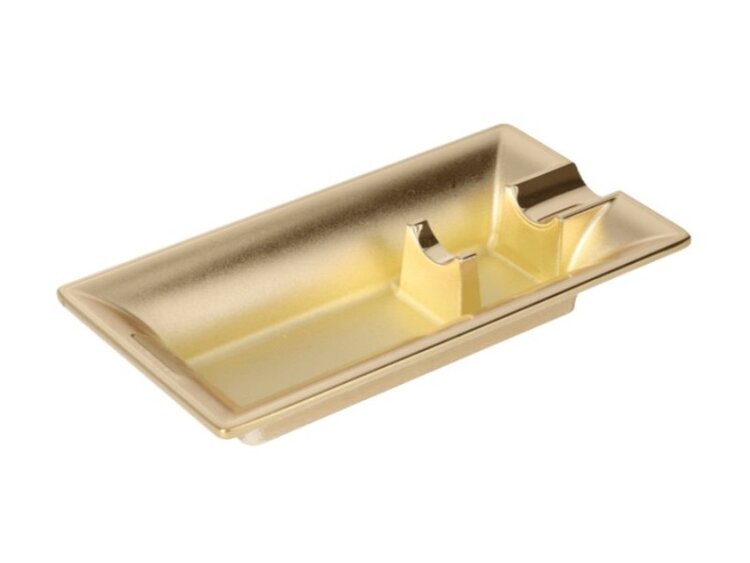 Angelo Zigarrenaschenbecher Metall Gold satiniert mit Zigarrenablage für 1 Zigarre