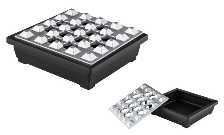 Angelo Zigarrenaschenbecher Aluminium Schwarz/Silber mit abnehmbarem Oberteil für 4 Zigarren