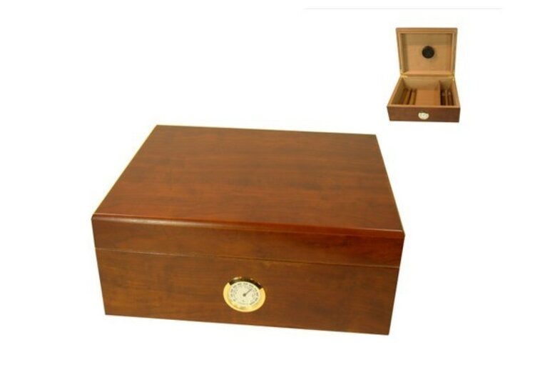 Angelo Zigarrenhumidor Braun mit Zedernholz-Innenraum, Hygrometer und Befeuchter für 40 Zigarren