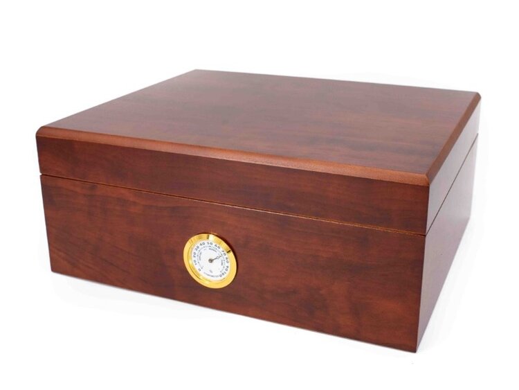 Angelo Zigarrenhumidor Braun mit Zedernholz-Innenraum, Hygrometer und Befeuchter für 40 Zigarren