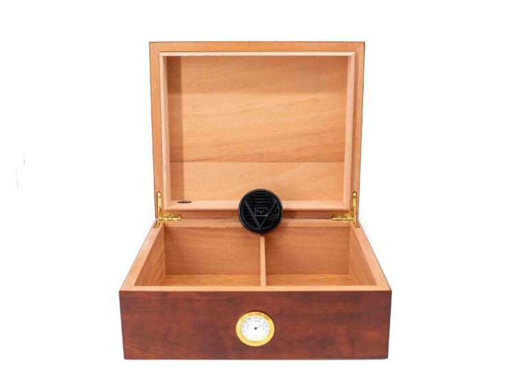 Angelo Zigarrenhumidor Braun mit Zedernholz-Innenraum, Hygrometer und Befeuchter für 40 Zigarren