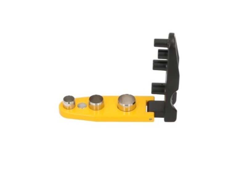 Angelo Zigarrenbohrer 3-in-1 Metall Schwarz-Gelb mit 7, 9 und 11 mm und ausklappbarer Ablage