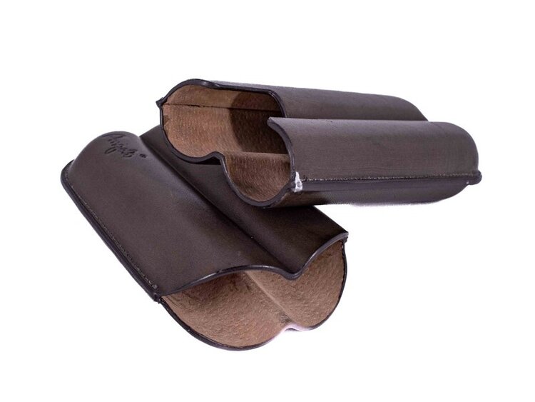 Angelo Zigarrenetui Teleskop Leder Graubraun für 2 lange Zigarren bis 22 cm und Ringmass 75
