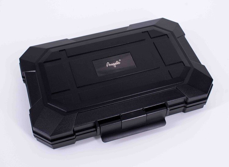 Angelo Zigarren-Reisehumidor Schwarz stossfest mit Befeuchter für 5 Zigarren bis 20 cm