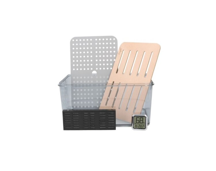 Angelo Zigarrenhumidor Clickbox transparent mit Befeuchter, Digital-Hygrometer und Datumsrad