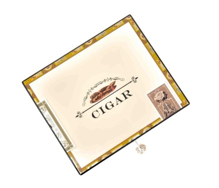 Angelo Zigarrenhumidor Zedernholz lackiert mit Cigar-Motiv, abschliessbar, für 35 Zigarren