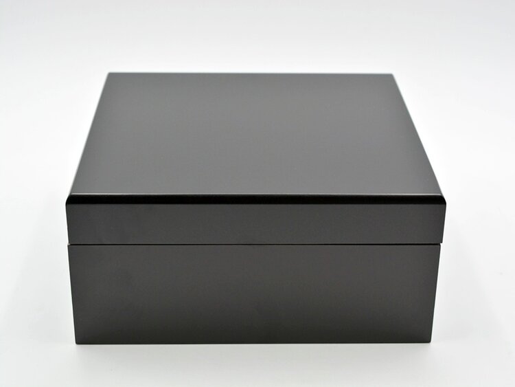 Angelo Zigarrenhumidor-Set Schwarz mit Cutter, Lederetui und Aschenbecher für 40 Zigarren