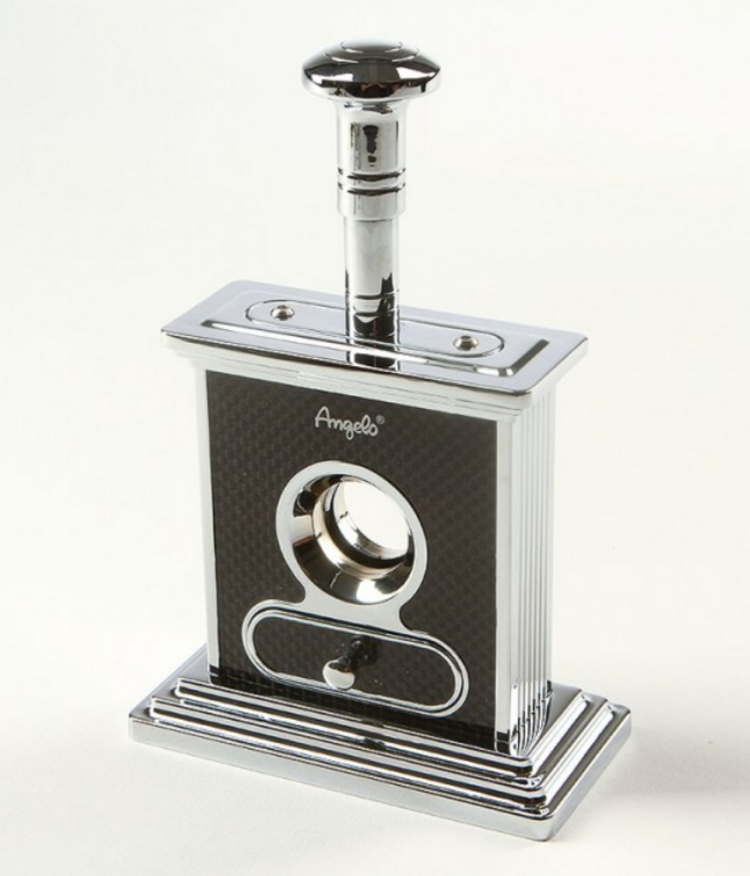 Angelo Tisch-Zigarrenschneider Karbon/Chrom mit magnetischer Auffangschublade bis 21 mm