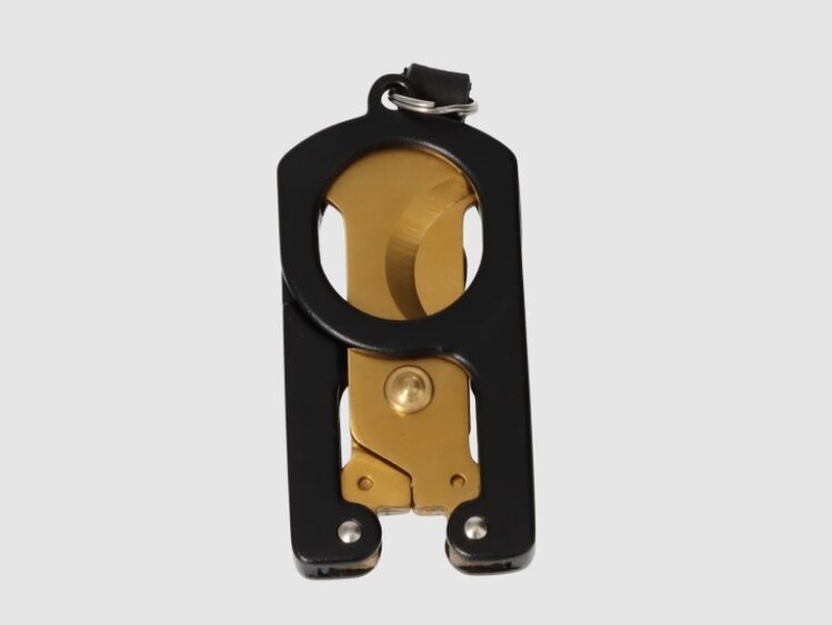 Angelo Zigarrenschere klappbar Edelstahl Schwarz mit goldfarbenen Klingen bis Ringmass 66