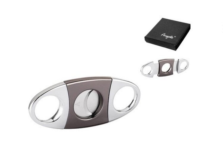 Angelo Zigarrenschneider Anthrazit Doppelklinge Chrom-Dunkelgrau 22 mm bis Ringmass 58