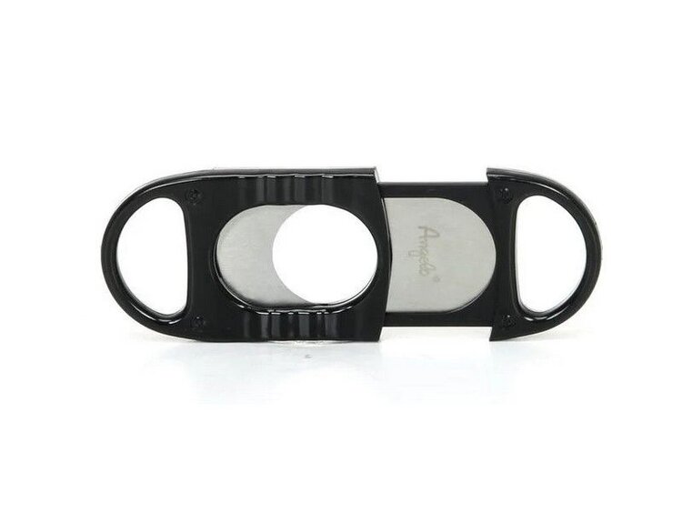 Angelo Zigarrenschneider Guillotine Doppelklinge Schwarz mit Zigarrenablage-Funktion 24 mm