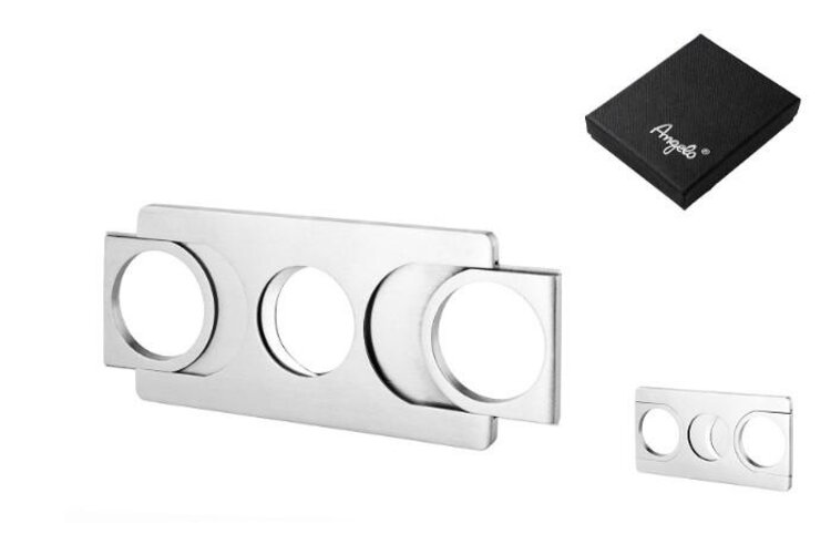 Angelo Zigarrenschneider eckig Doppelklinge Chrom 22 mm bis Ringmass 55 in Geschenkbox