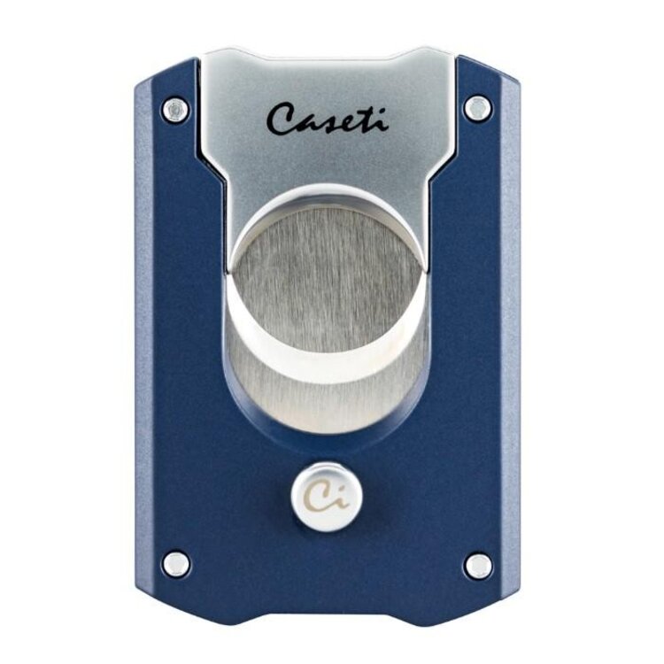 Caseti Zigarrencutter Guillotine Doppelklinge aus Edelstahl Mattblau-Chrom für Ringmass 53