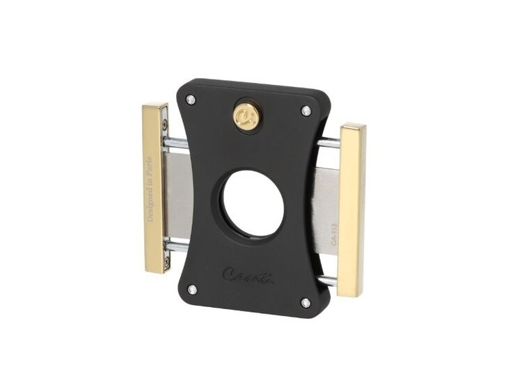Caseti Zigarrencutter Doppelklinge aus Edelstahl Mattschwarz-Gold für Ringmass bis 54