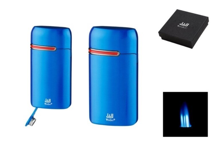 Winjet Zigarrenfeuerzeug 3-fach Jetflamme Blau mit ausklappbarem 8-mm-Bohrer