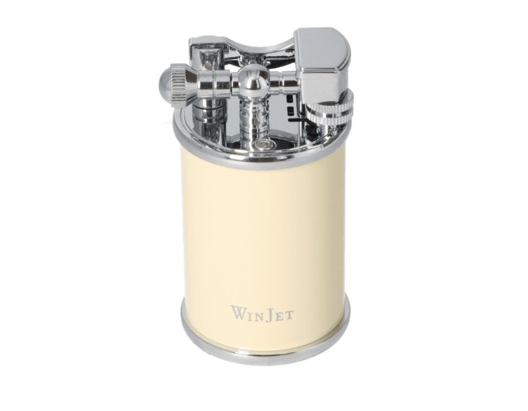 Winjet Zigarren-Tischfeuerzeug Creme Silber mit Reibradzündung und Jetflamme, 9 cm hoch