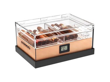 Klaro Humidor Felix Pro Acryl luftdicht mit Zedernholz für 50–90 Zigarren