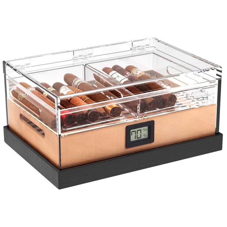 Klaro  Humidor Felix Pro Acryl luftdicht mit Zedernholz für 50–90 Zigarren