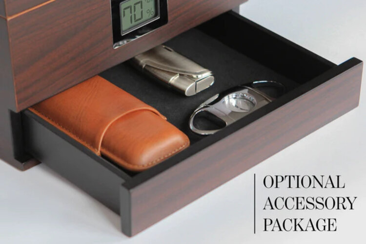 Klaro Humidor Renzo Walnuss matt mit Glasdeckel für 30–50 Zigarren
