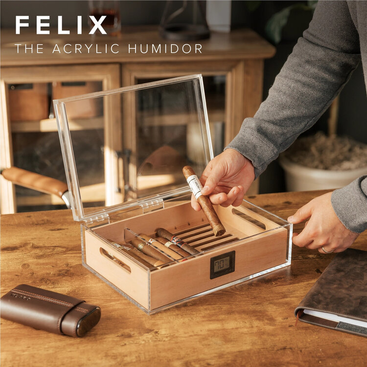 Klaro  Humidor Felix Acryl luftdicht mit Zedernholz-Einsatz 20-25 Zigarren