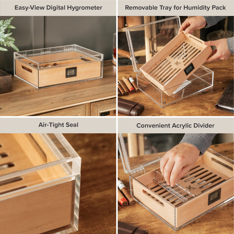 Klaro  Humidor Felix Acryl luftdicht mit Zedernholz-Einsatz 20-25 Zigarren